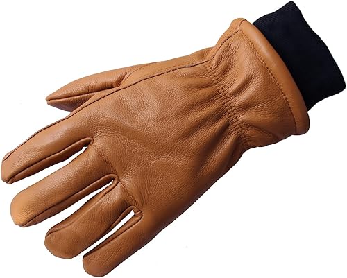Miniatura 9 de NBLEAGLO Guantes de trabajo de cuero de vaca marrón retro para construcción, patio, jardinería con palma reforzada para hombres y mujeres