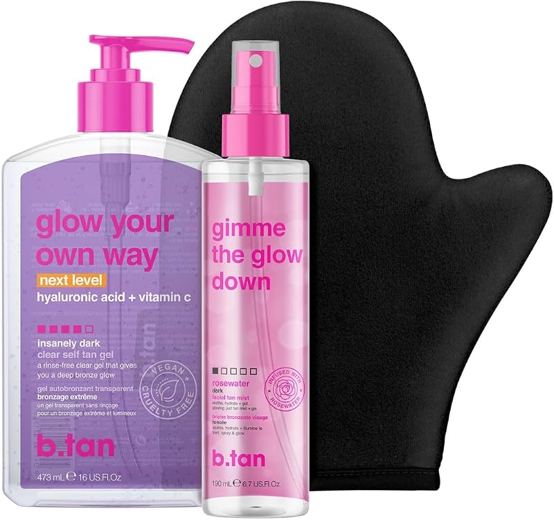Gel autobronzeador facial transparente Ultra Dark B.TAN com luva