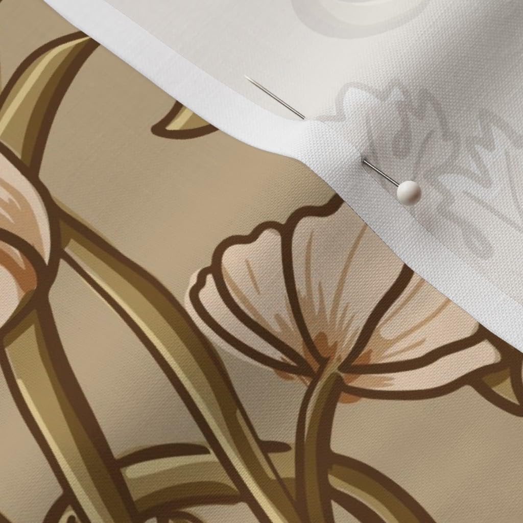 Spoonflower Fabric - Neutral Damask Art Nouveau Vintage Victorian Romantic Floral Earth Printed on Petal Signature Cotton Fabric Fat Quarter - Sewing Quilting Apparel Crafts Decor