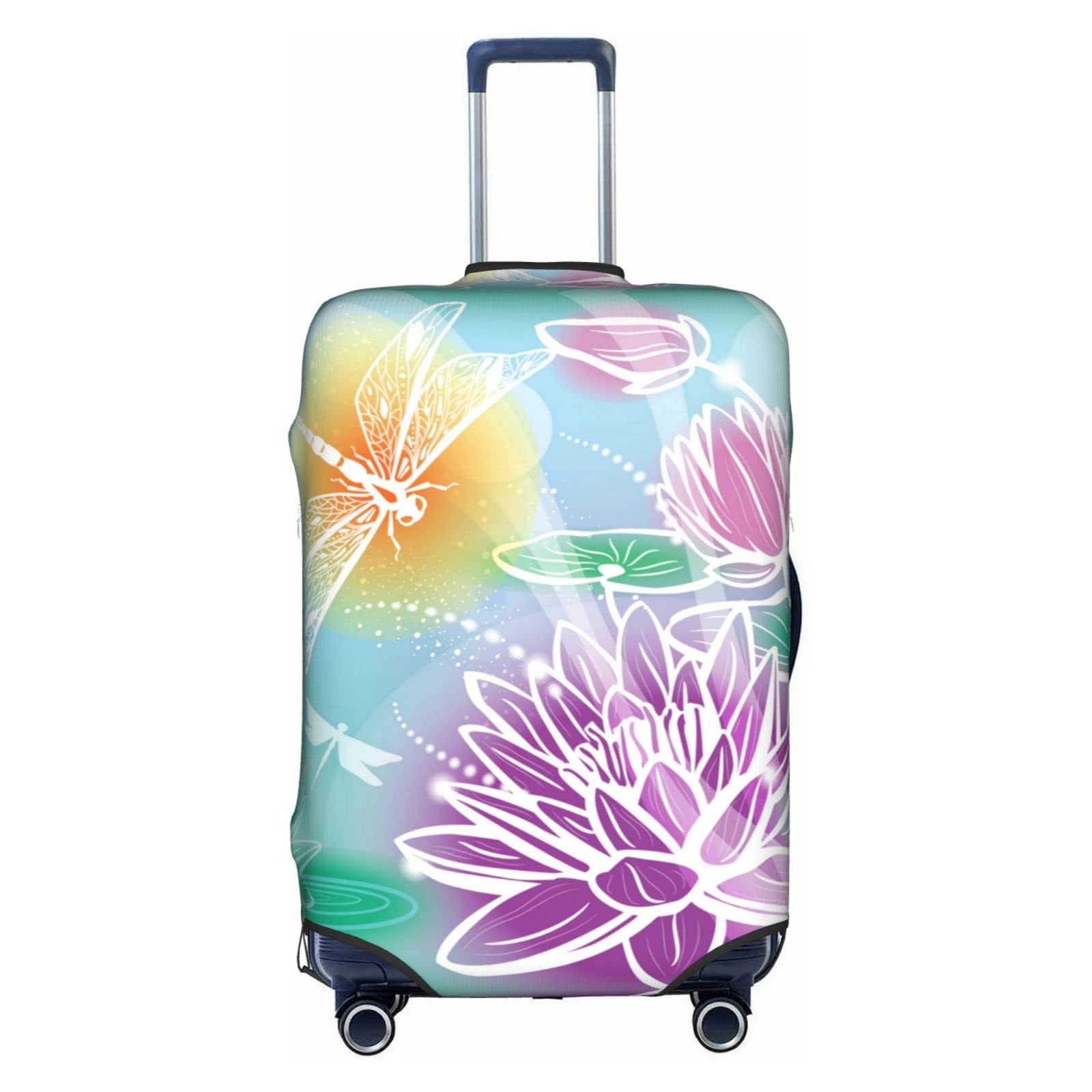 Housse de valise lavable lotus et libellule protection bagage premium