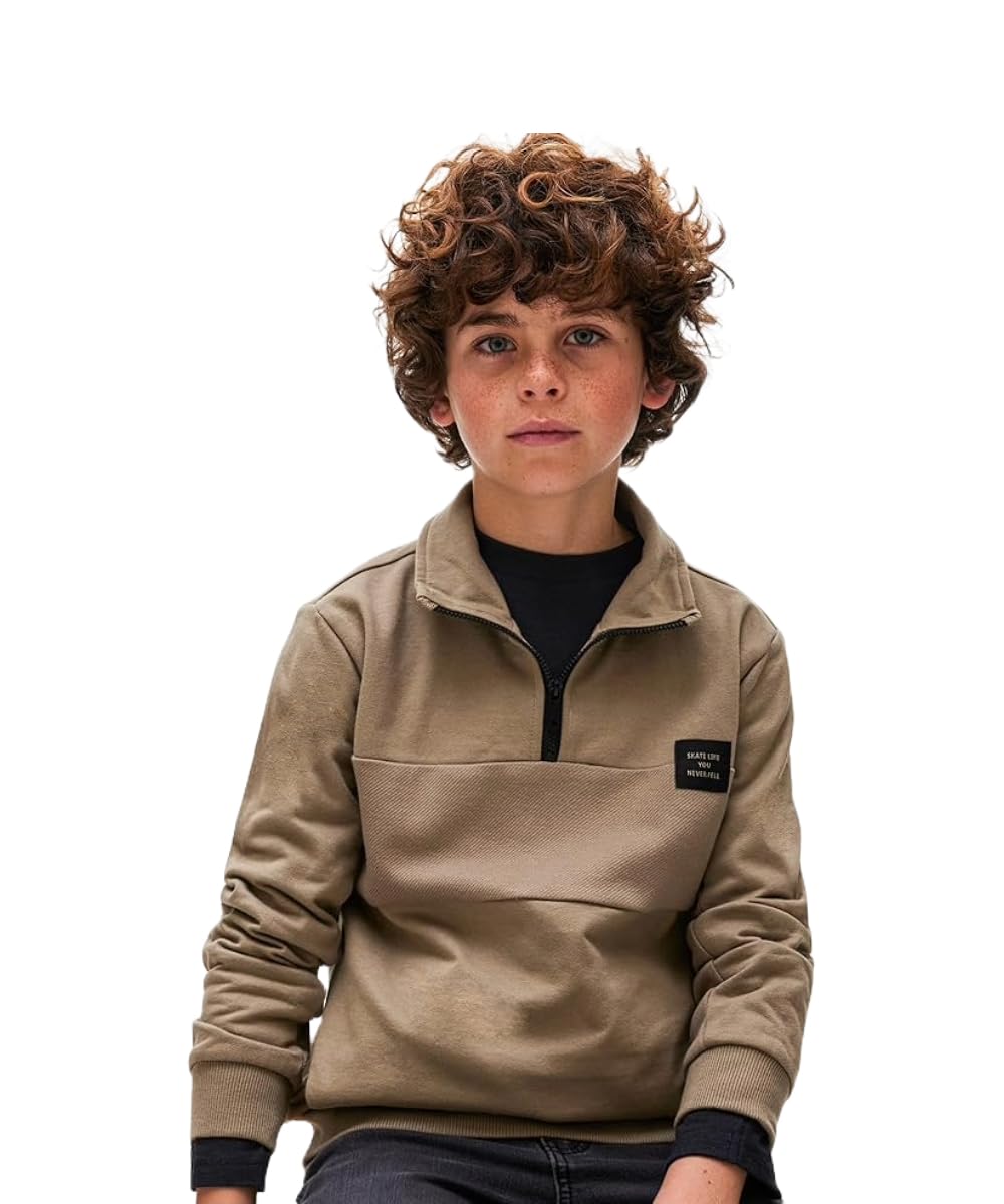 Generico Felpa Pullover per Ragazzi con Collo Alto e Zip Parziale, Maniche Lunghe, Ideale per Scuola, Sport e Tempo Libero, Perfetta per Autunno, Inverno e Primavera