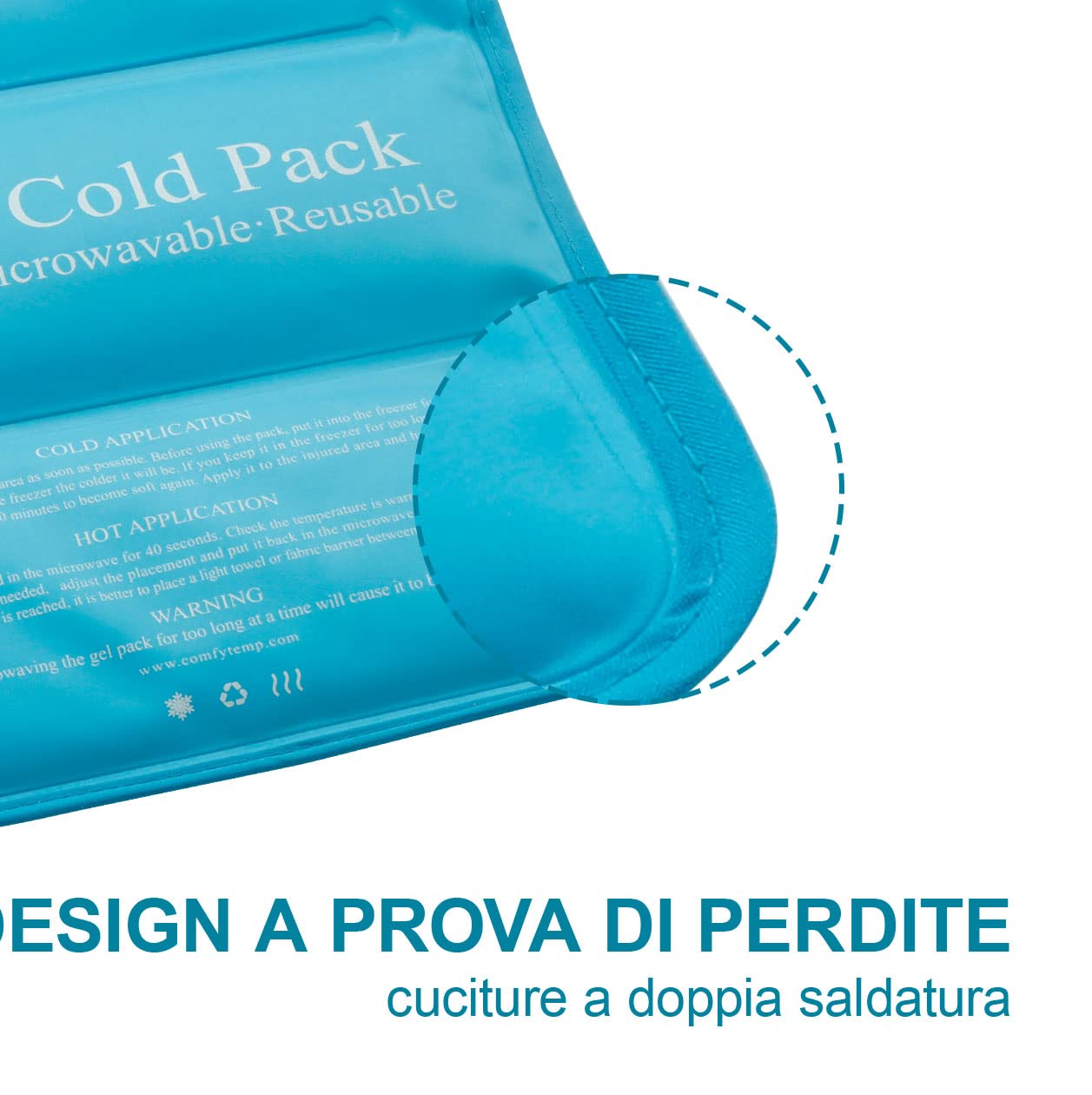 Comfytemp 27X37cm Impacco Ghiaccio Gel Riutilizzabile, Terapie Caldo e Freddo Borsa Ghiaccio Ginocchio, Schiena, Collo, Polsi, Caviglie, Borsa Ghiaccio per Gonfiore, Lesioni, Sollievo dal Dolore