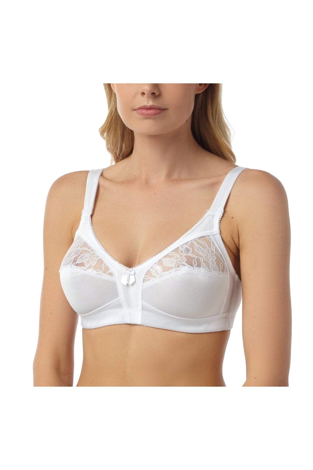 Camille Women's White Non Wired Soft Cup Bra With Lace