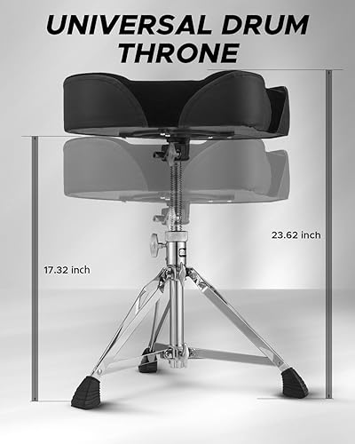 Miniatura 7 de Starfavor Drum Throne Taburete de tambor ajustable Asiento de tambor acolchado Silla de batería con baquetas 5A Arce, ST-300