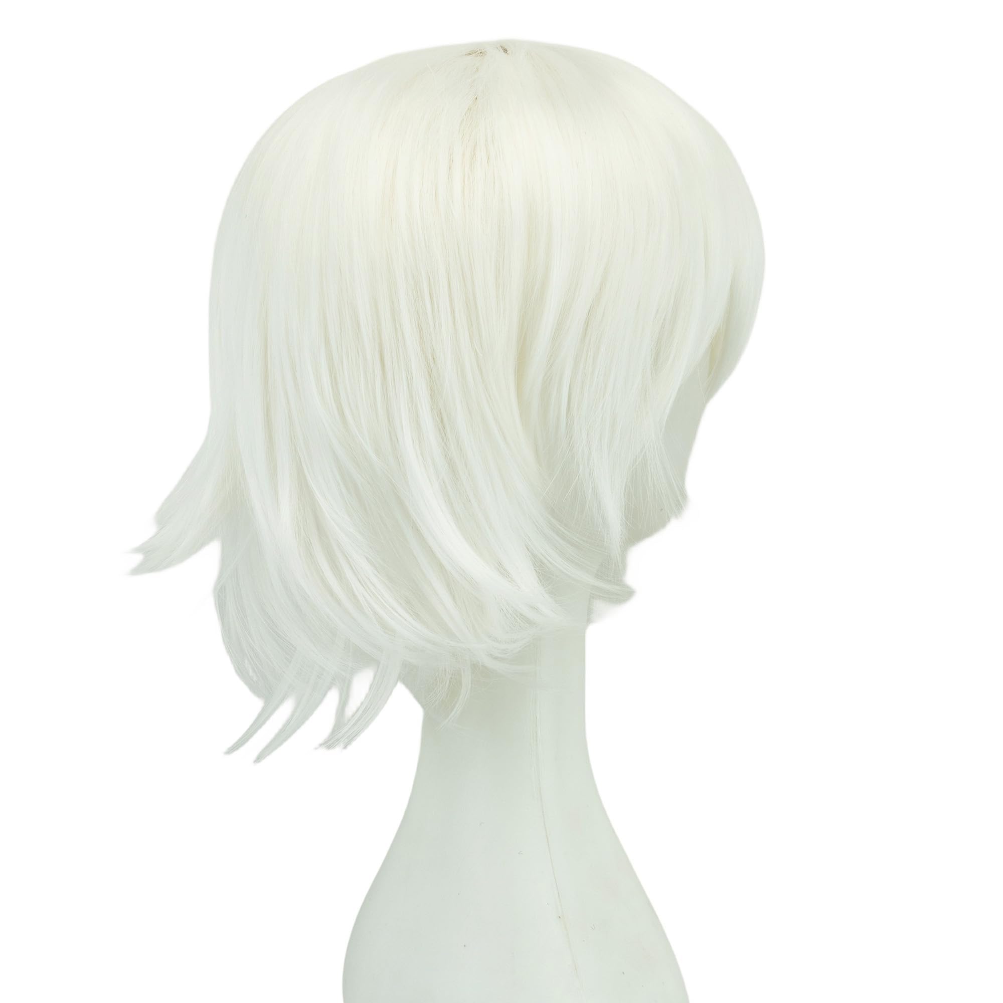 IMISSU Unisex Short Hair Party Wig with Bangs Halloween Costume Wigs (White) - Image 4