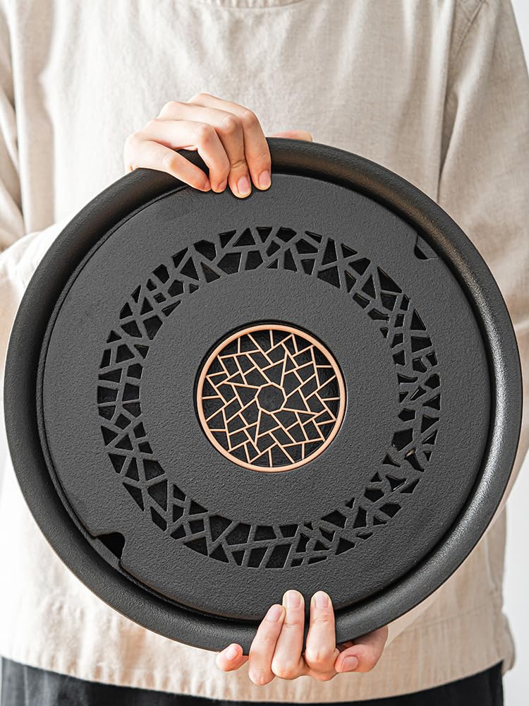 Taca na herbatę ceramiczna biurowa taca do przechowywania wody retro okrągła herbata prosty zestaw Kung Fu odpowiedni do podróży, do domu i na zewnątrz zestaw do herbaty Gongfu