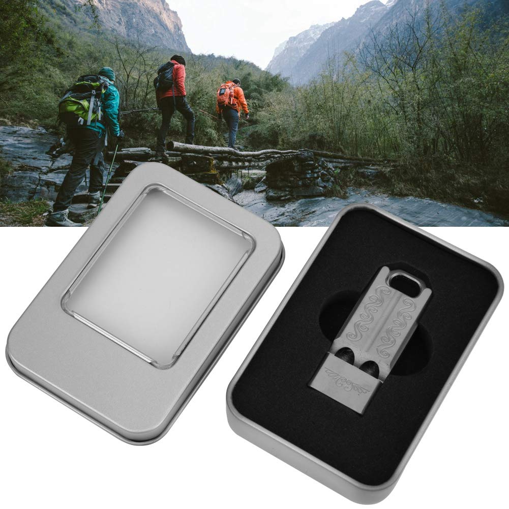 Survival Whistle, Titanium Alloy Double Tube Safety Whistle Pendant Emergency Survival SOS Tool with Lanyard for Outdoor Camping