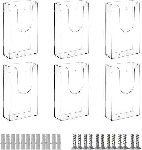 Voittozege Porta folletos acrílicos de 4.33 x 1.67 x 6.5 pulgadas, soporte deslizante entrelazado para folletos, 6 paquetes de soporte para folletos