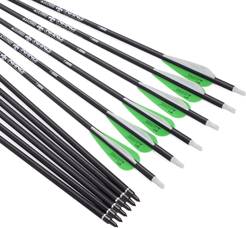 Archery Bow Carbon Arrow Hunting Target Practice Arrows 28 Inch with Removable Tips for Compound & Recurve Bow Spine 500 12PCS Pack : Sports & Outdoors