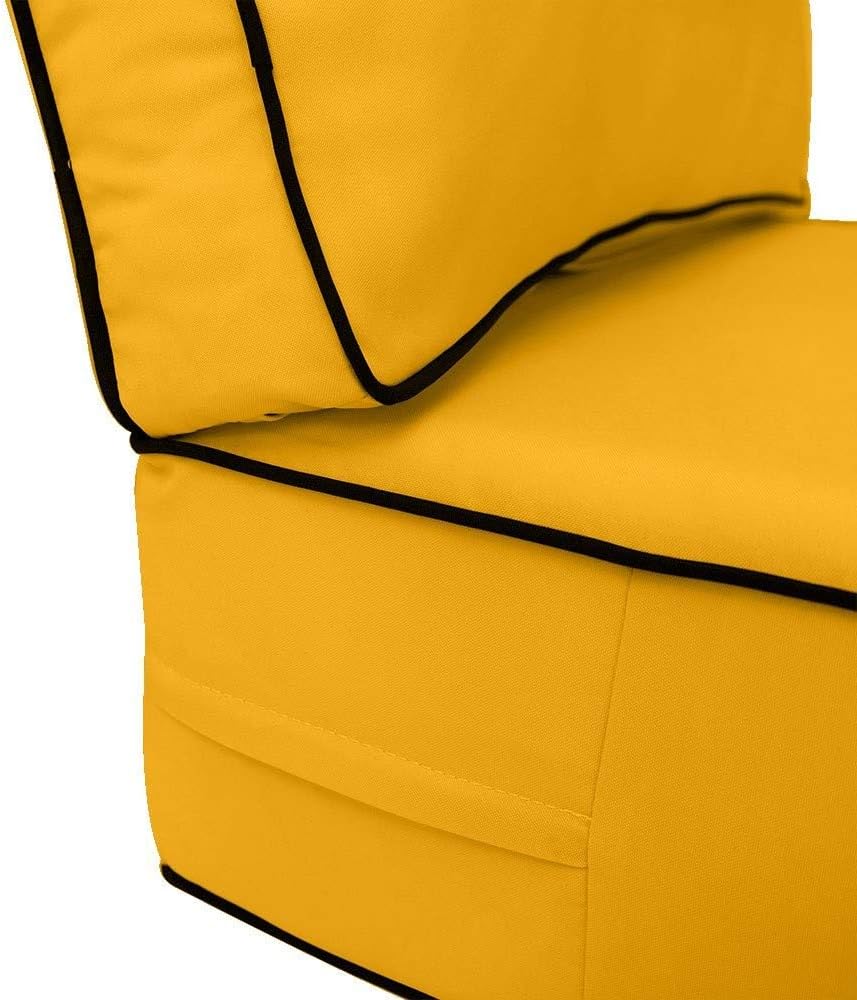Prolinemax |Cover ONLY| Contrast Trim Outdoor Deep Seat Cushion 24x26x6, Water Repellent, Patio Furniture Patio Cushion Slipcovers Replacement Seat Cushion Covers AD108
