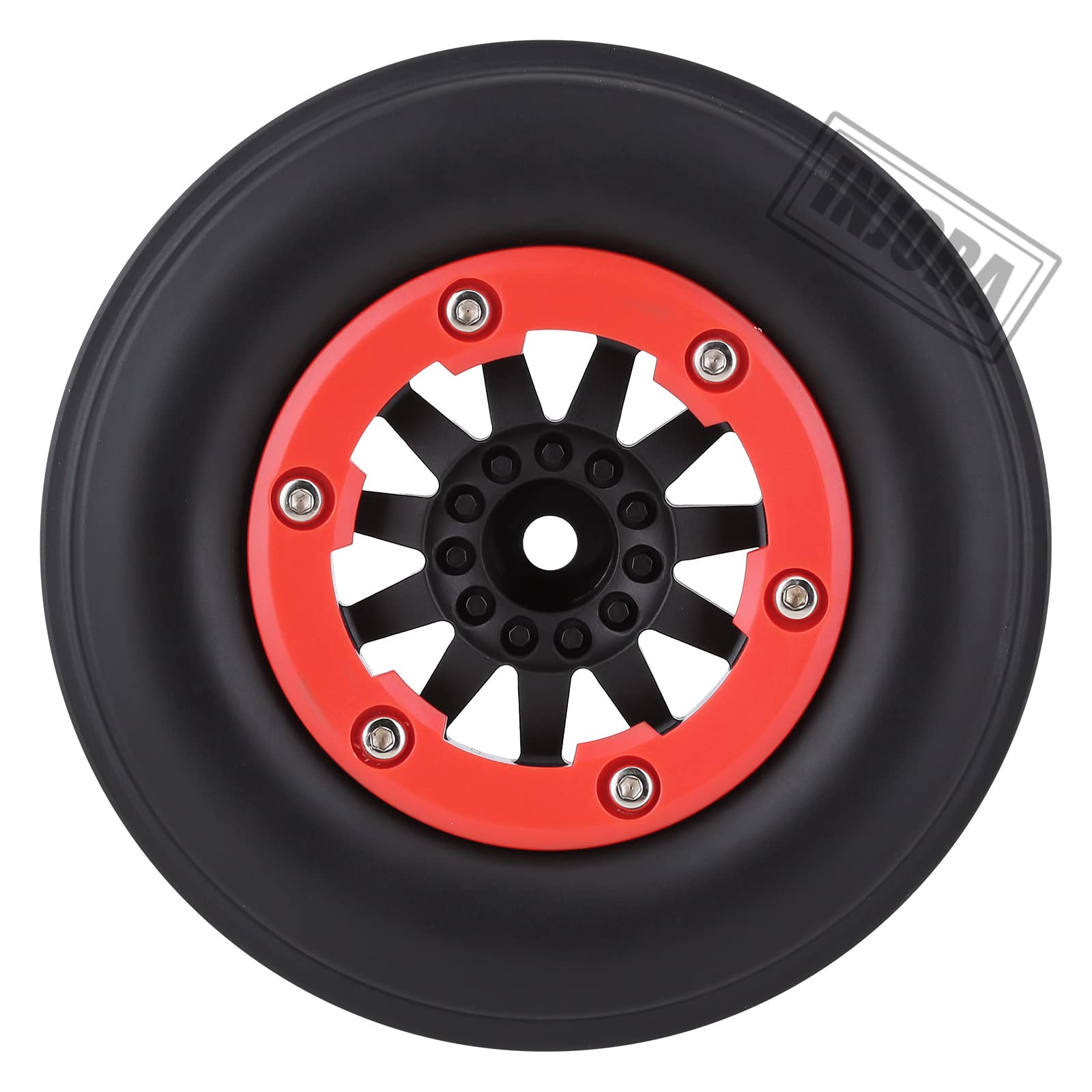 INJORA RC Drag Racing Tires - 2.2/3.0 Rear Wheels For 1/10 Scale No-Prep Drag Cars Like Losi 22S & AE DR10 - 2PCS Set (Black, Glue-On)