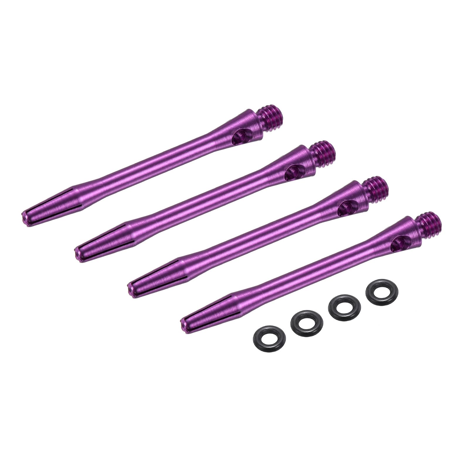 PATIKIL Aluminum Dart Shafts 45mm, 4 Pack 2BA Thread Dart Stems Replacement Accessories with Rubber Rings for Steel Tip, Purple