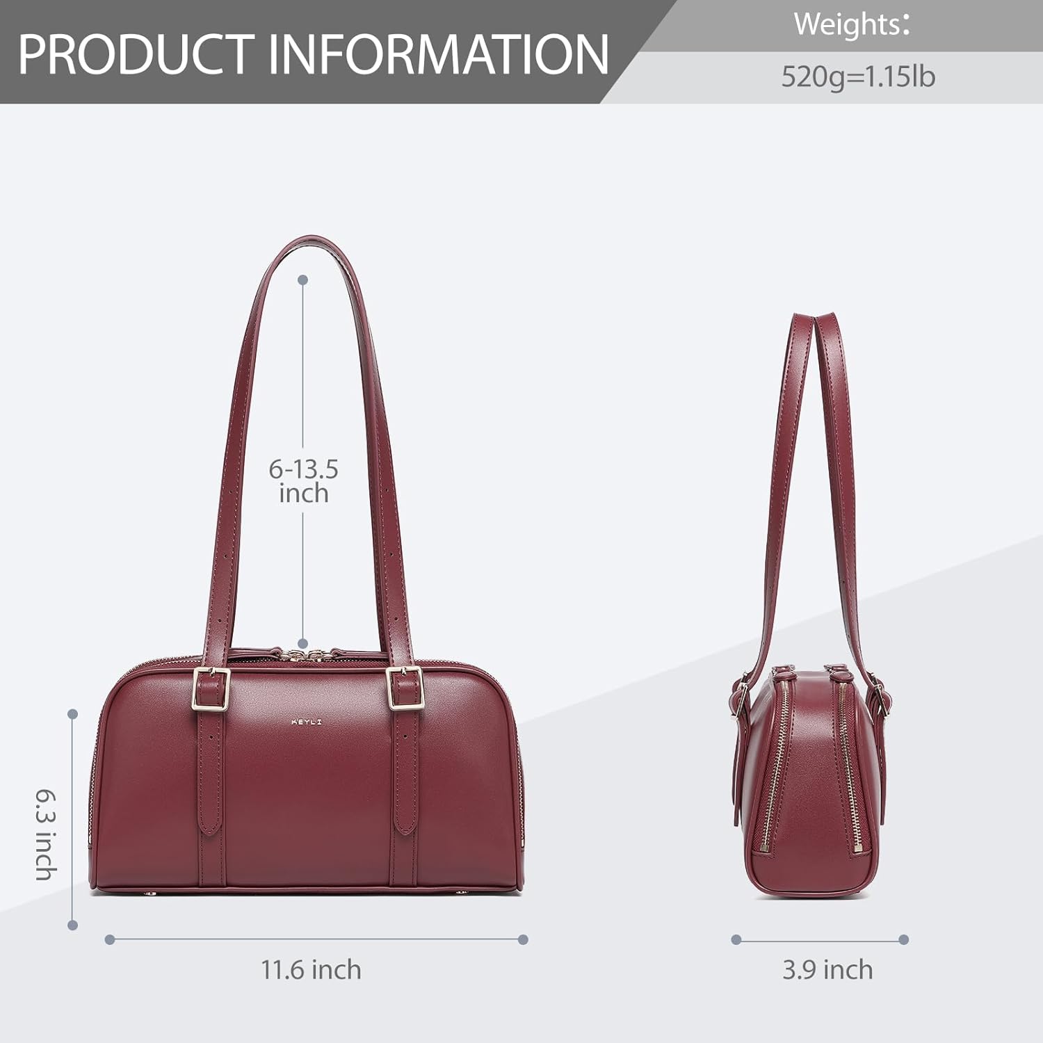 Keyli Swing Zip Shoulder Bag Fashion Purses for Women, Leather Shoulder Handbag Top-Handle Hobo Bags with Adjustable Strap - Image 2