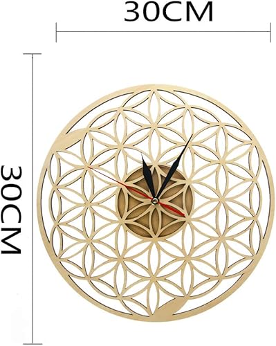 Miniatura 5 de The Geeky Days Flower of Life Intersect Rings Reloj de pared de madera geométrica geometría sagrada Reloj decorativo Reloj de inauguración de la