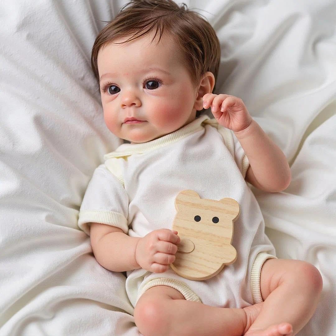 RXDOLL Realistyczna lalka z silikonu o wysokości 48,3 cm dla chłopców - brązowe włosy - prezent dla dzieci od 3 lat