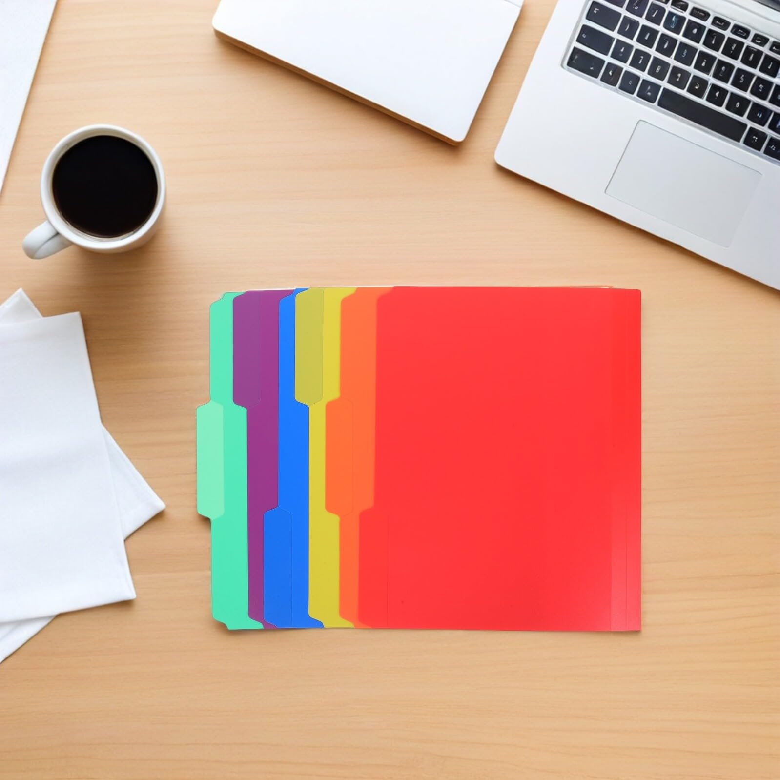 36 Stück Maßgeschneiderte Manila Aktenordner aus Kunststoff mit 1/3 Schnitt und Registerkarten für Desktop Organisation und Projektmanagement im Büro