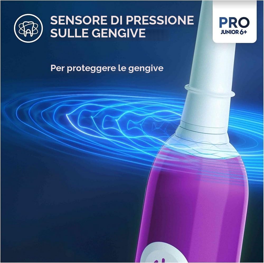 Oral-B Spazzolino Elettrico Ricaricabile Pro Junior Viola, Da 6 Anni In Su. 1 Spazzolino