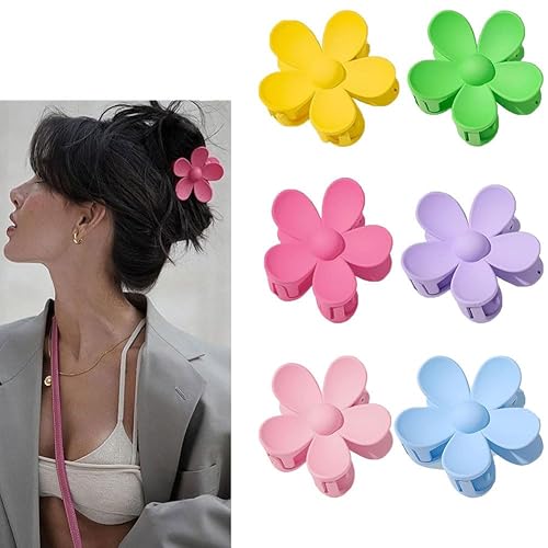 6 x Blumen-Haarspangen für Damen, große Haarklammern für Damen, dickes Haar, rutschfest, starker Halt für Frauen, dünnes Haar, Mädchen, Geschenke (gemischt-A)