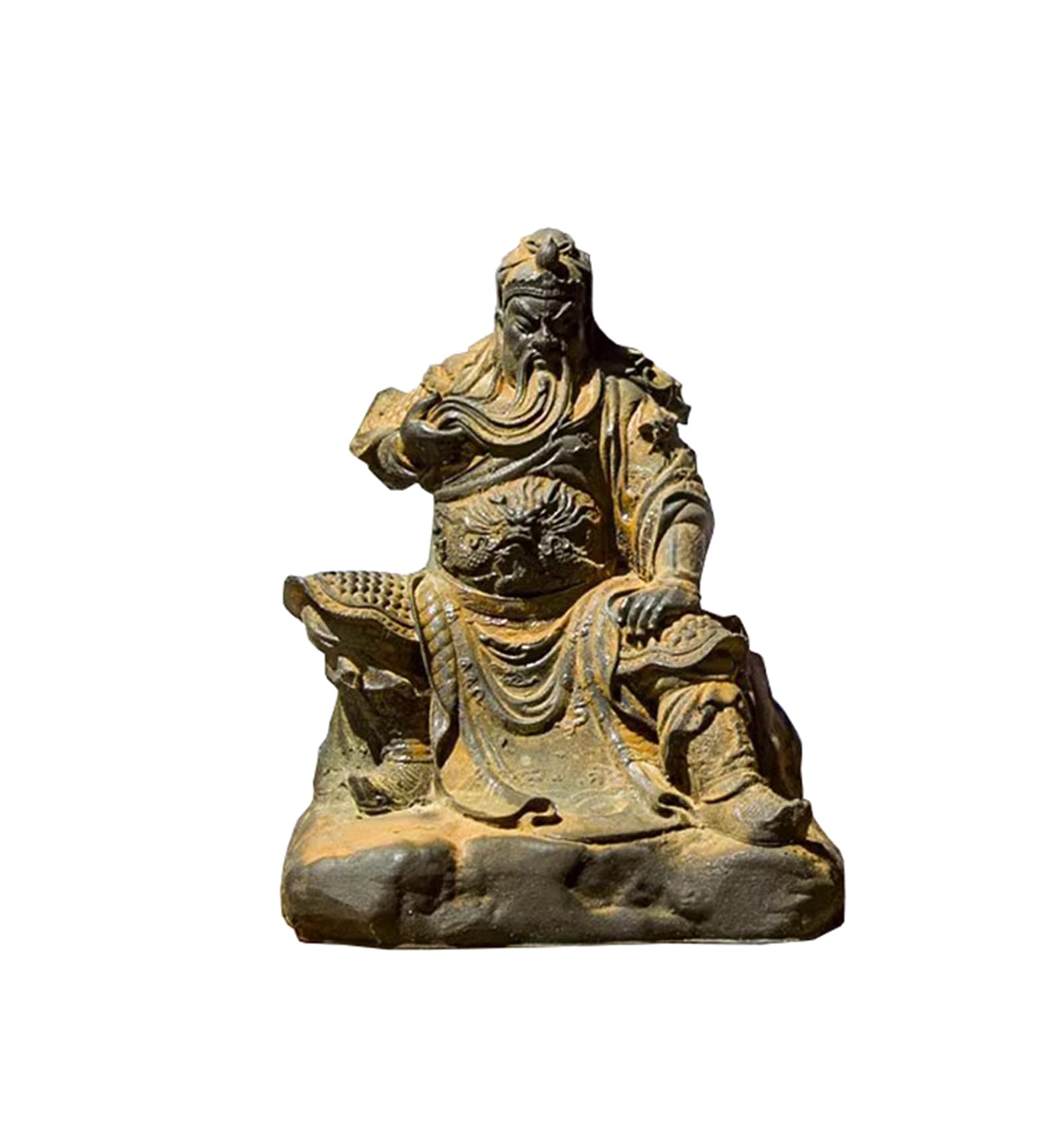 Amazon.co.jp: 関羽像、古代中国の侍の彫刻模造鋳鉄手作りの天然錆手