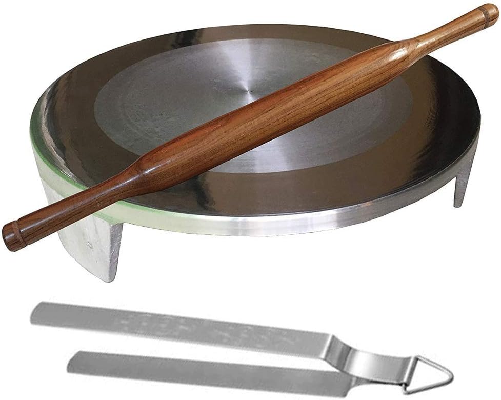 Combo offer Aluminium Circular Board & Rolling Pin with Steel Tong (Chimta), Belan Chakla,Roti Maker,Chapati maker,Circular Board (Chakla),Rolling Pin(Belan),Chakla and Belan Set,Rolling Pin (Silver)