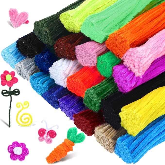 URBAN BOX Pipe Cleaners 100 Pcs 10 Colors Chenille Stems for DIY Crafts Decorations Creative School Projects (6 mm x 12 Inch, Assorted Bright Colors)