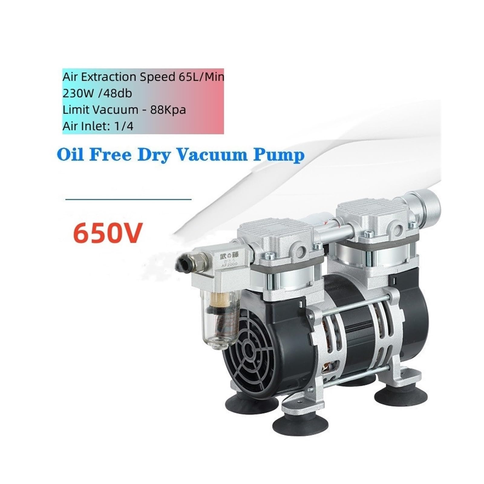 bomba de vacío, Bomba de vacío sin aceite, pequeña bomba industrial extracción aire, for salas pruebas, filtración por succión, presión negativa silenciosa(650H-45L-98Kpa)