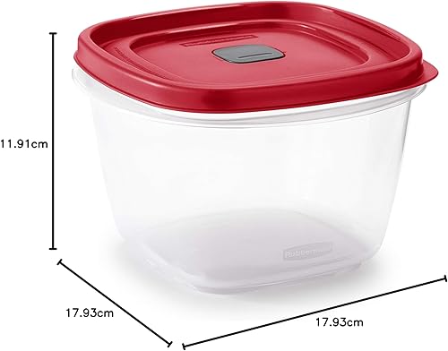 Vista 48 de Rubbermaid Easy Find tapas ventiladas sin BPA, contenedores de almacenamiento de alimentos, juego de 21 (42 piezas en total), rojo Racer, ideal