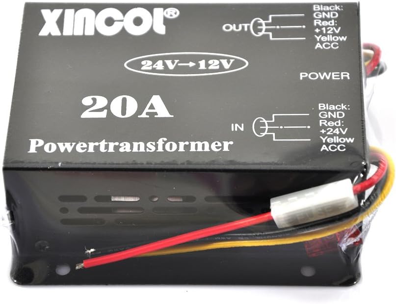 XINCOL 20A 240W Truck Car Power Supply DC 24V to 12V Buck Converter Voltage Reducer Step-down Transformer with Full Protections Inside Memory RAM and Inline Fuse