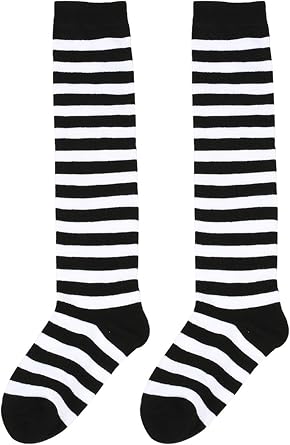 Kids Socks Knee High Green White Stripes Long Sock for Boys Girls for Christmas Cosplay 7-12Y