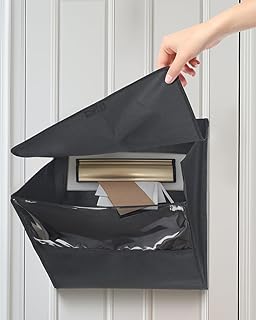 Uniclife Mail Slot Catcher for Door, Large Capacity Letter Catcher Letterbox Catcher, Front Door Mail Catcher with Hook and Loop Fasteners, Indoor Post Catcher Bag for Small Packages & Magazines