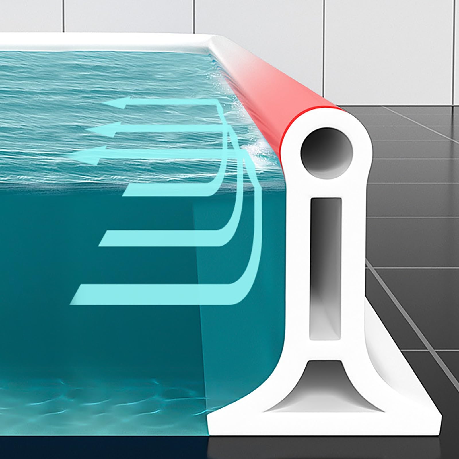 Barriera d'acqua autoadesiva, paraspruzzi pieghevole in striscia di silicone con nastro sigillante, protezione d'acqua in silicone autoadesiva per lavello, striscia di barriera d'acqua ( Color : Black