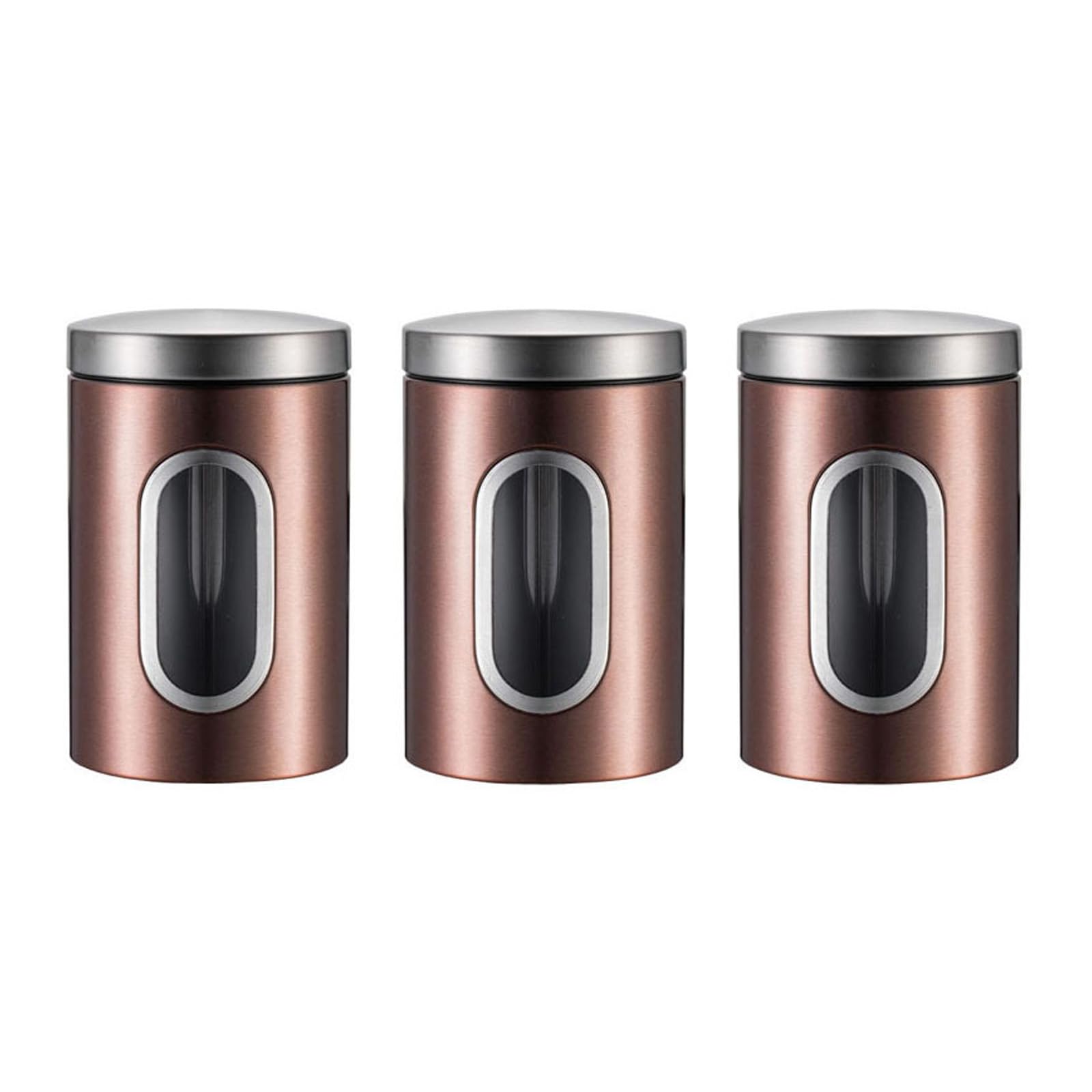HDOYTXXM Of 3 Multipurpose Chromes Finish Airtights Food Storage Containers Clear Window for Coffee and Sweeteners Organizers Kitchen Storage Container