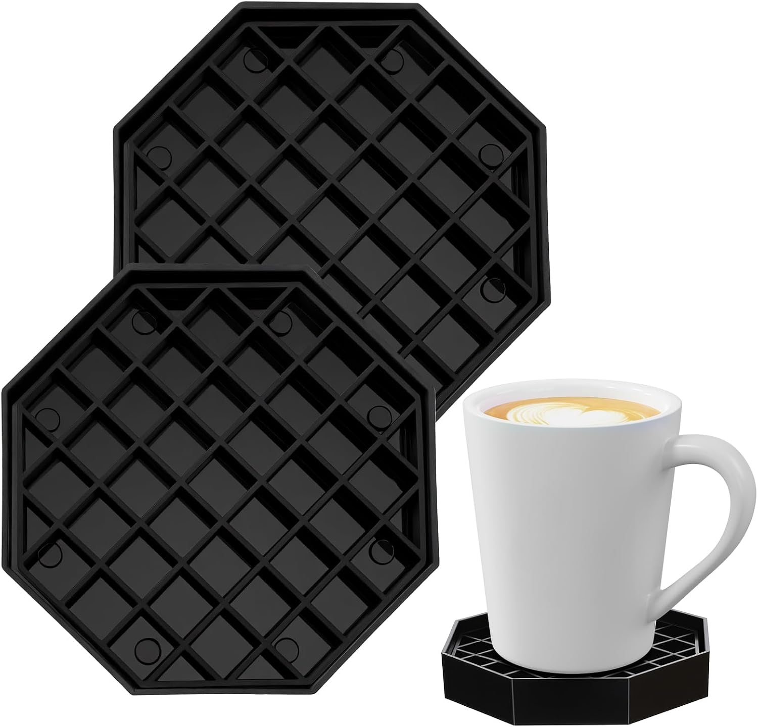 2 Pc 4 Inch Coffee Drip Tray Octagon Coffee Countertop Tray Black Drip Tray