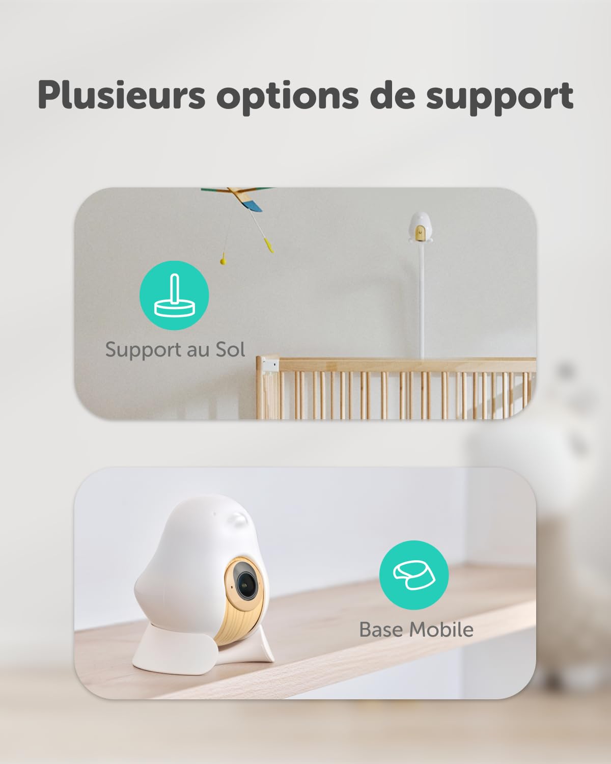 Babyphone Intelligent CuboAi 3 : caméra Wi-FI 2.5K QHD, Audio bidirectionnel, alertes température et humidité, berceuses, détection Visage Couvert et retournement, contrôle Via app