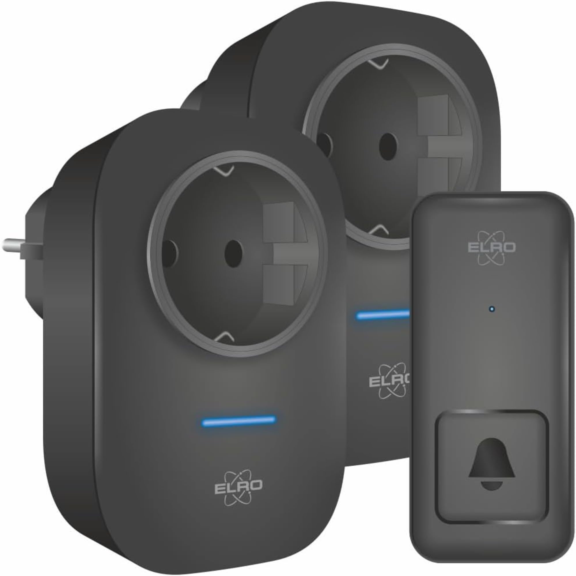 ELRO DB4000Juego de timbre cinético inalámbrico – Versión para los Países Bajos – con 2 receptores enchufables con toma de corriente – No necesita pilas