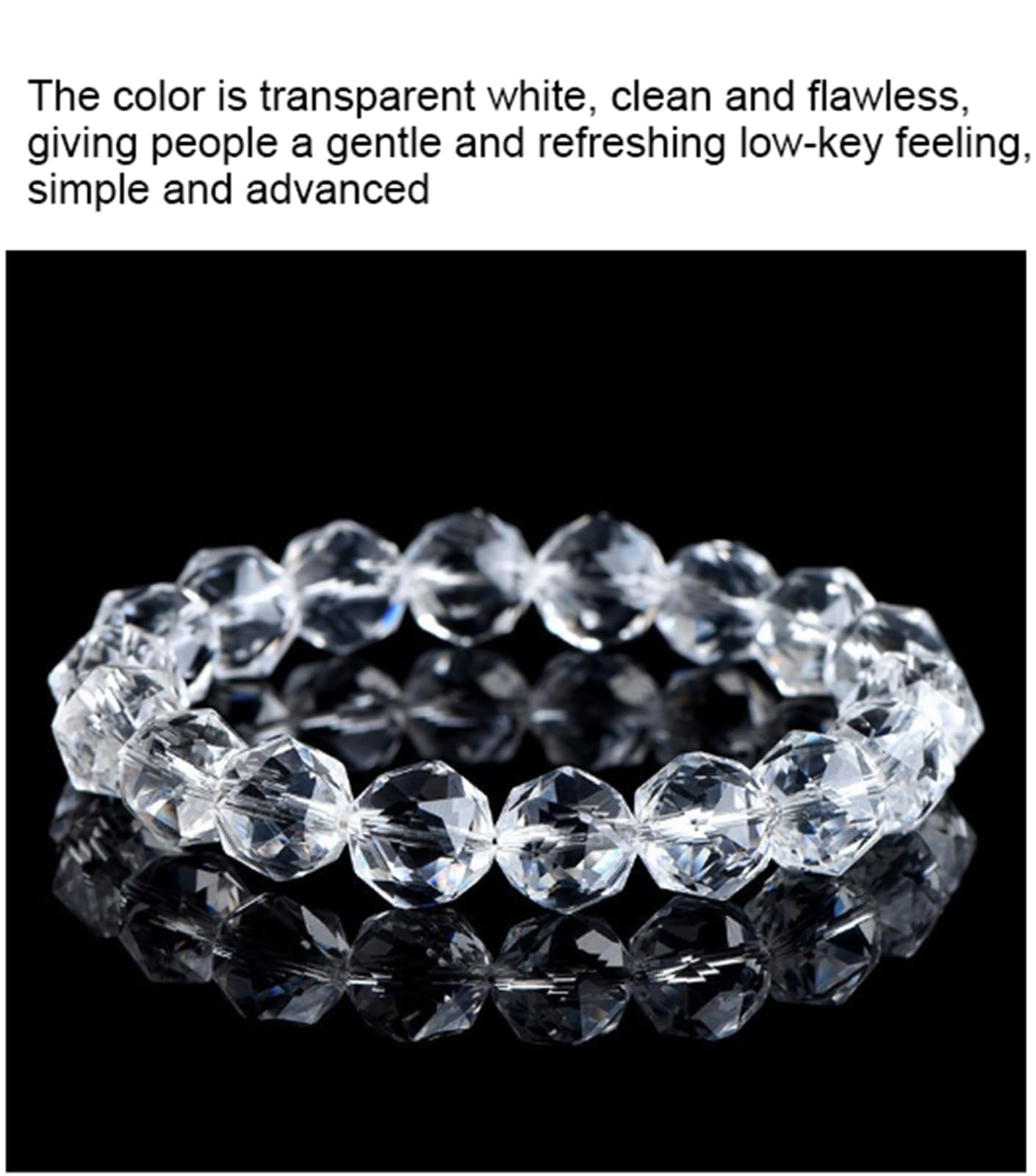 Bracelet en perles de quartz transparent naturel pour homme et femme | Guérison spirituelle et énergie positive | Bracelet extensible unisexe chakra