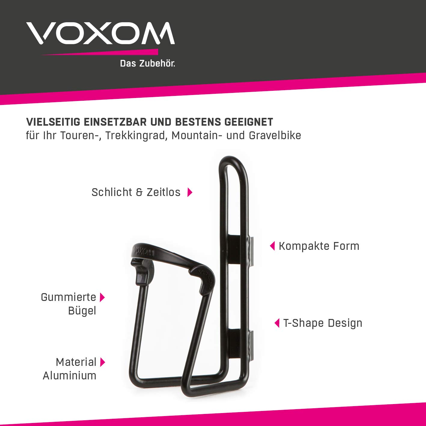 Voxom Uchwyt na butelkę z wodą Fh1 uchwyt na butelkę, unisex, czarny matowy, jeden rozmiar