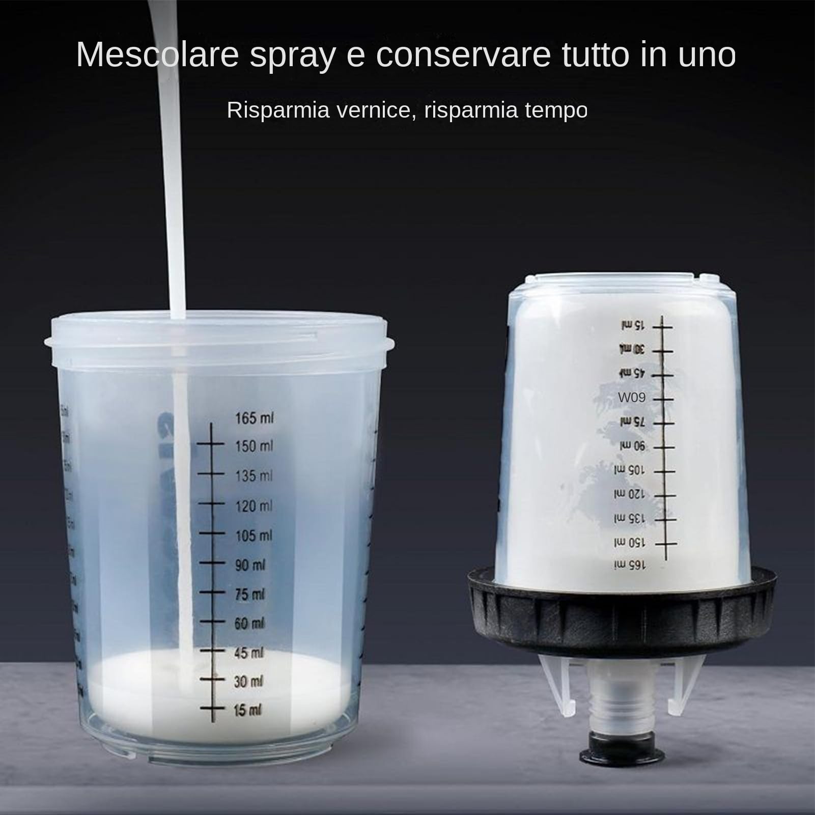 Vasos dosificadores para pintura – Vasos para mezcla de pintura, pistola pulverizadora automotriz | Multiusos compactos para Hobby Restauración Muebles Modelismo Coche