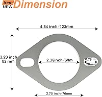 Vista 2 de Kit de Conexión de Brida de Escape de 2 Pernos de 2.25 Pulgadas/60mm, Anticorrosión, Incluye Brida de Escape y Junta de Escape con Tornillos