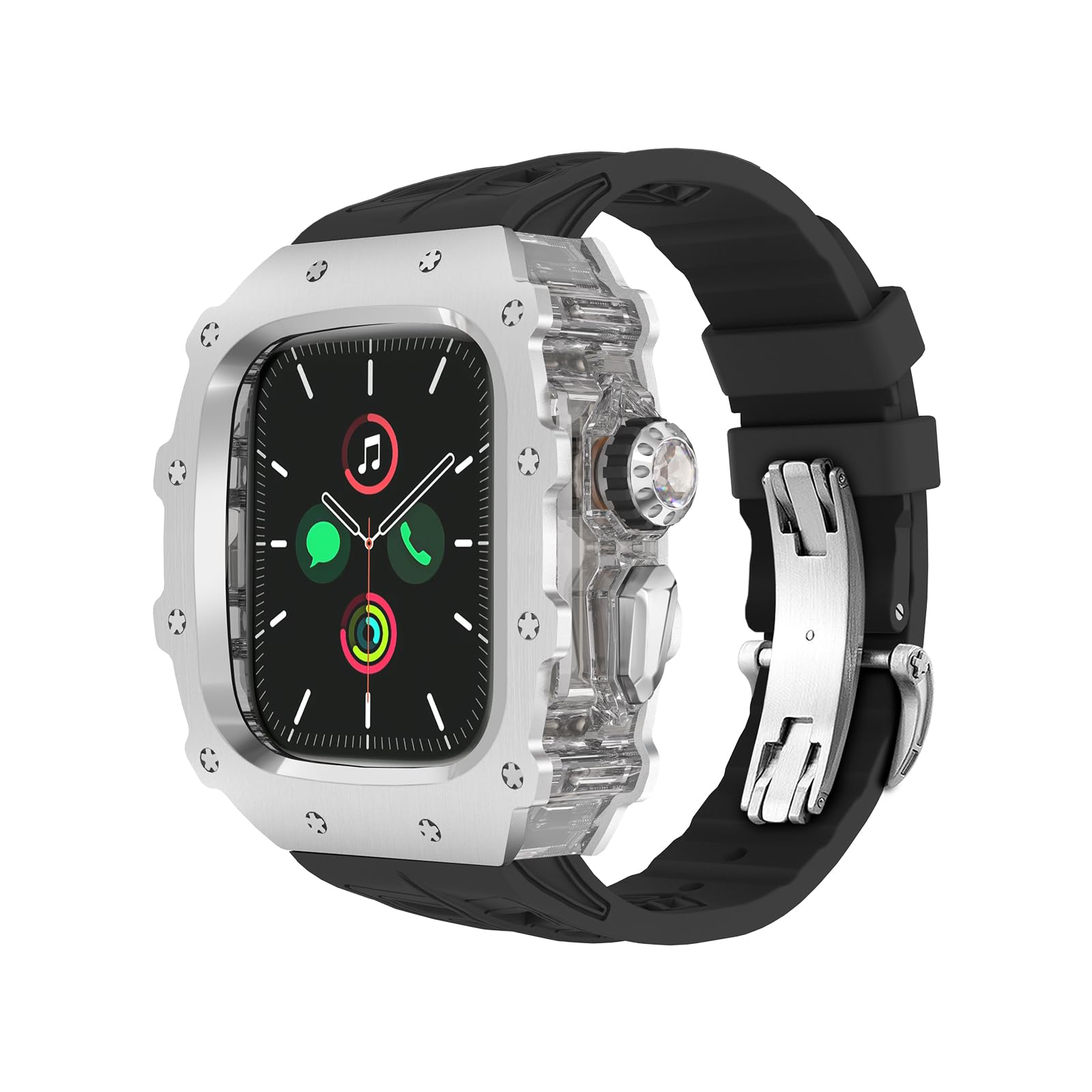 Apple Watch用 45mm 44mmフルオロエラストマーバンド 316L Amazon.co.jp: Apple Watch 45mm 44mm用316Lステンレス鋼ケース フルオ