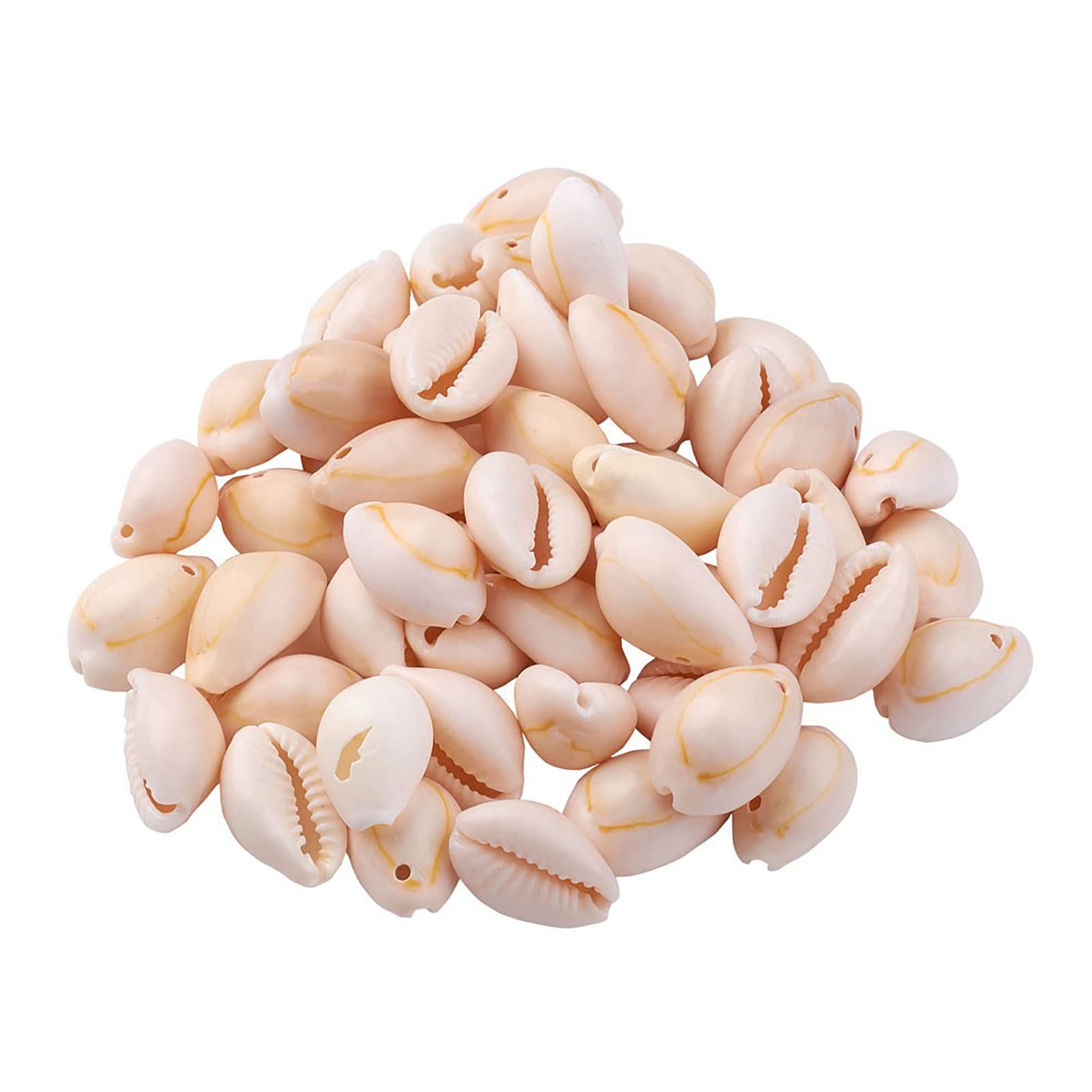 120~150pcs White 9~12mm Natural Spiral Shell Beads Smooth Cut Oval Beach Seashells Cowrie Shell Loose Spacer Beads Charms 1mm Hole for Summer DIY Earring Bracelet Necklace Jewelry Making