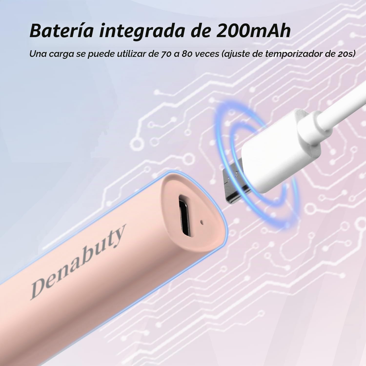 Lampara Uñas Semipermanentes, Denabuty Mini Lampara UV LED Uñas 3W, Secador de Uñas Portátil et Recargable con 2 Temporizador 20/60S, para Manicura, Resina de Extensión de Gel DIY Arte de Uñas Rosa