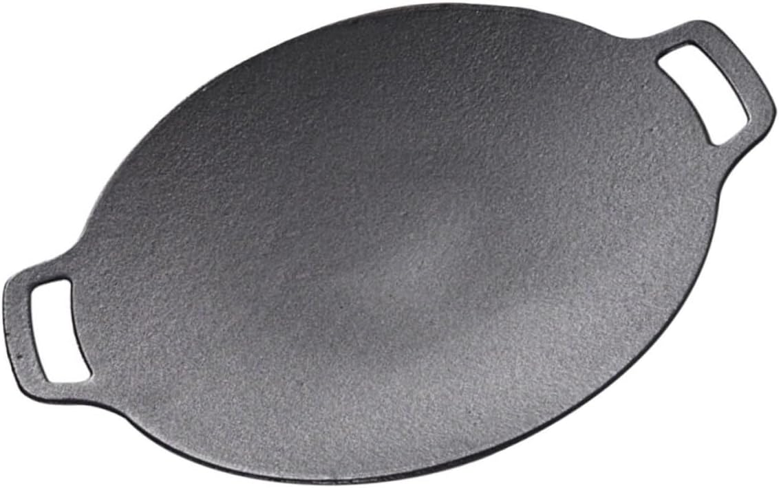 Cast Iron Griddle Non-stick Surface Bbq Grill Pan Camping Skillet Even Heat Cooking Easy to Store