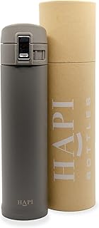 Hapi 500ML Grey Insulated Coffee Mug, Leakproof Thermo Vacuum Flask, Thermal Cup with Lid,Stainless Steel Travel Tumbler, Lockable, BPA-Free, Double Walled Water Bottle for Hot Drinks, Cold, Tea