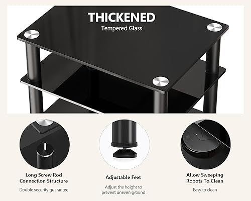 Miniatura 5 de FITUEYES 4-Tier Media Stand Audio/Video Component Cabinet with Glass Shelf for/Apple TV/Xbox One/PS4 AS406001GB Negro elegante,Panda