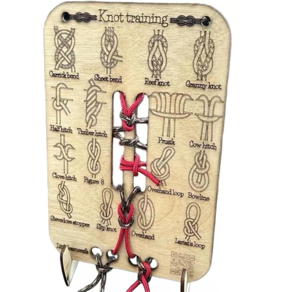 Knot Tying Practice Board Kit Learn Knot Training Board with Stand & 3 Ropes Set
