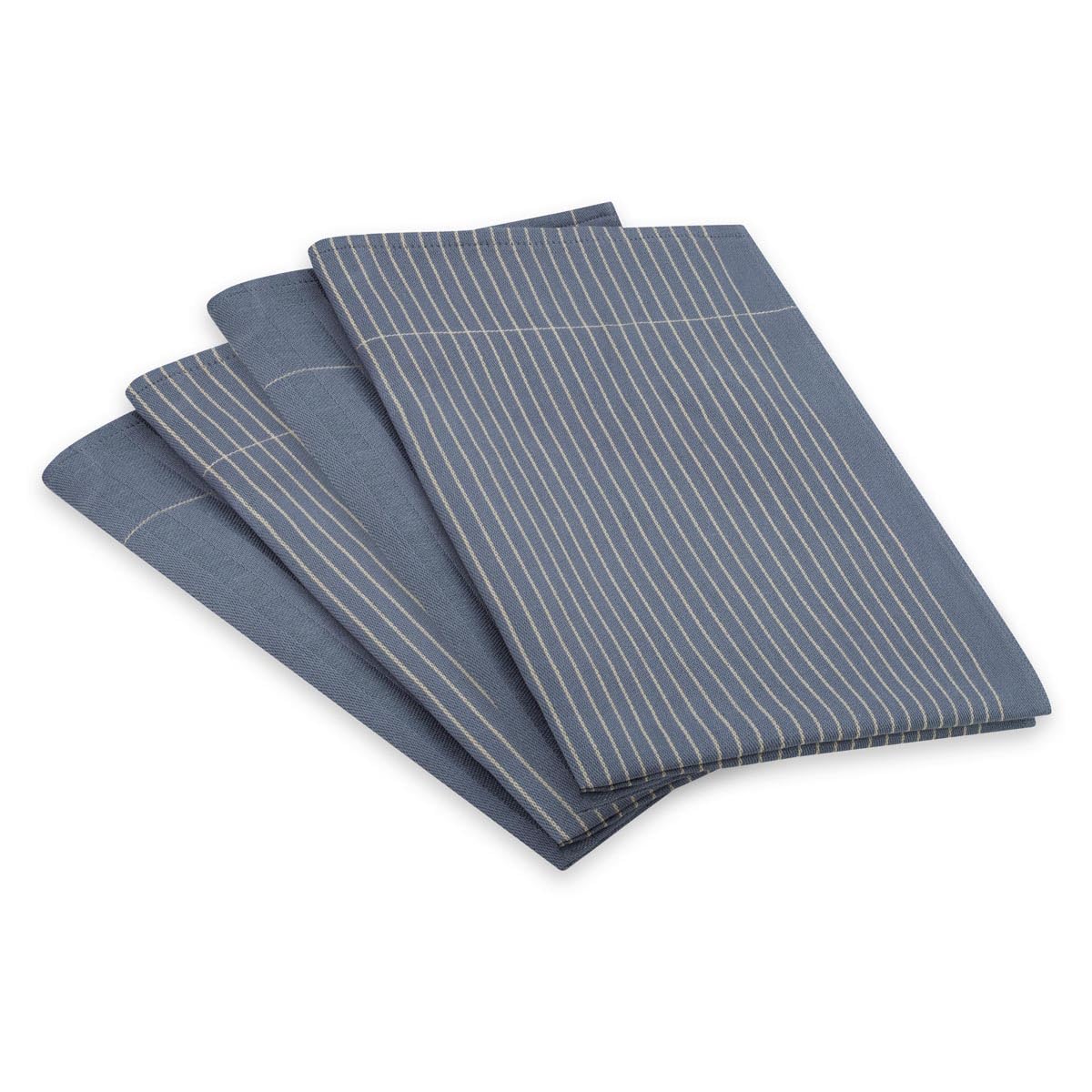 Ross Premium 4er Set Geschirrtücher – 50x70 cm, Zwirn Halbleinen, Saugstark & schnelltrocknend, Klassisches Nadelstreifen Design in dezenten Farben – Hochwertige & langlebige Qualität (Denim)
