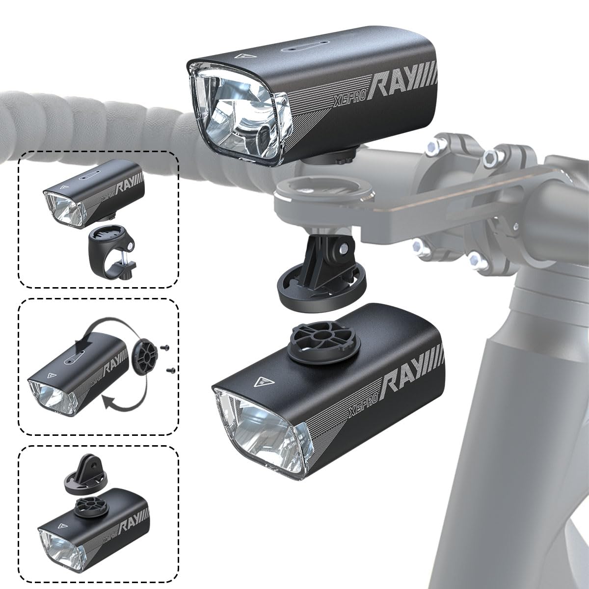 Luci Bici LED Ricaricabili USB 1800LM - Luce Bicicletta Anteriore con Telecomando Wireless, Fascio Lungo 298m/ Corto, Anti-Abbagliamento, per Ciclismo Urbano e Fuoristrada