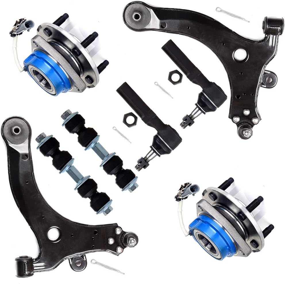 SCITOO 8-PC SET Suspension Kit For Buick Century LaCrosse Regal For Chevy Impala Monte Carlo For Oldsmobile Intrigue For Pontiac Grand Prix Front Lower Control Arm Outer Tie Rod End Sway Bar Wheel Hub