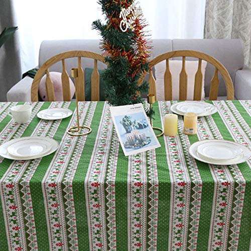 Nappe Noël cerfs moderne pour réveillon en famille vert 100x160cm